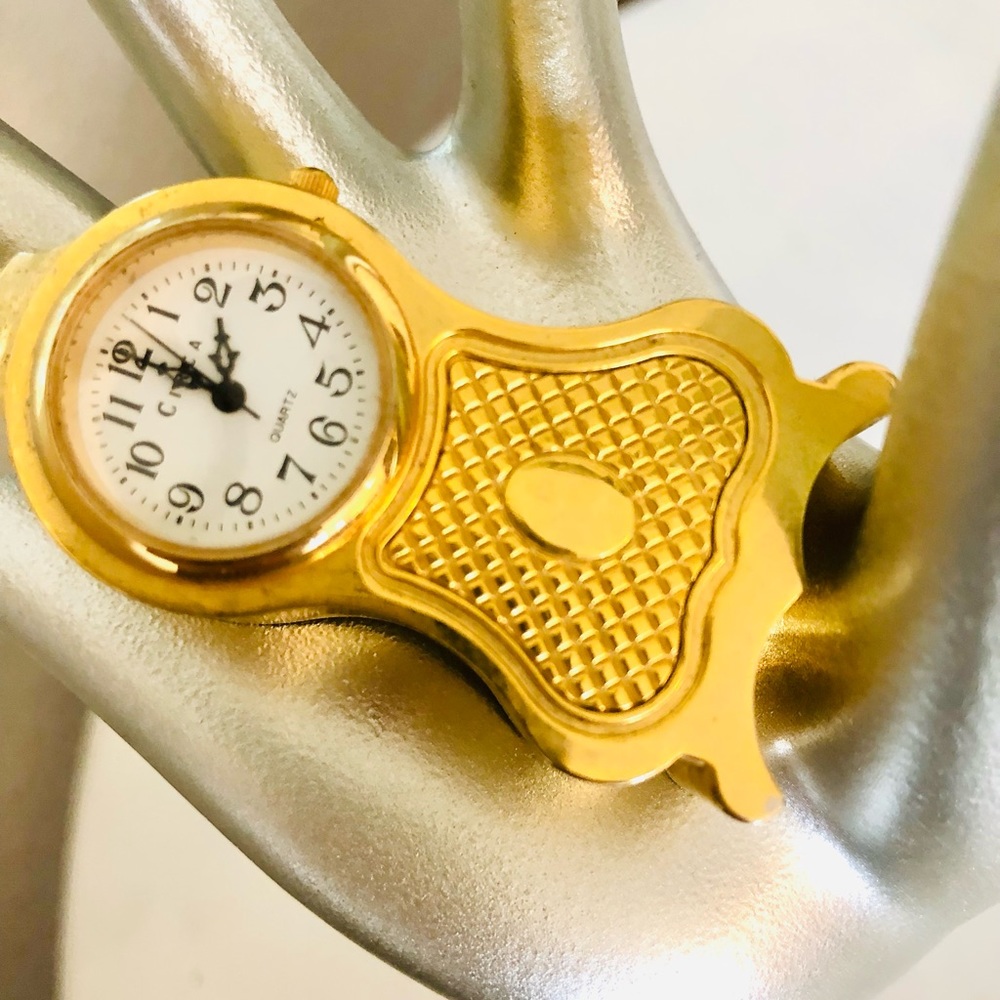 Small vintage brass miniature grandfather clock